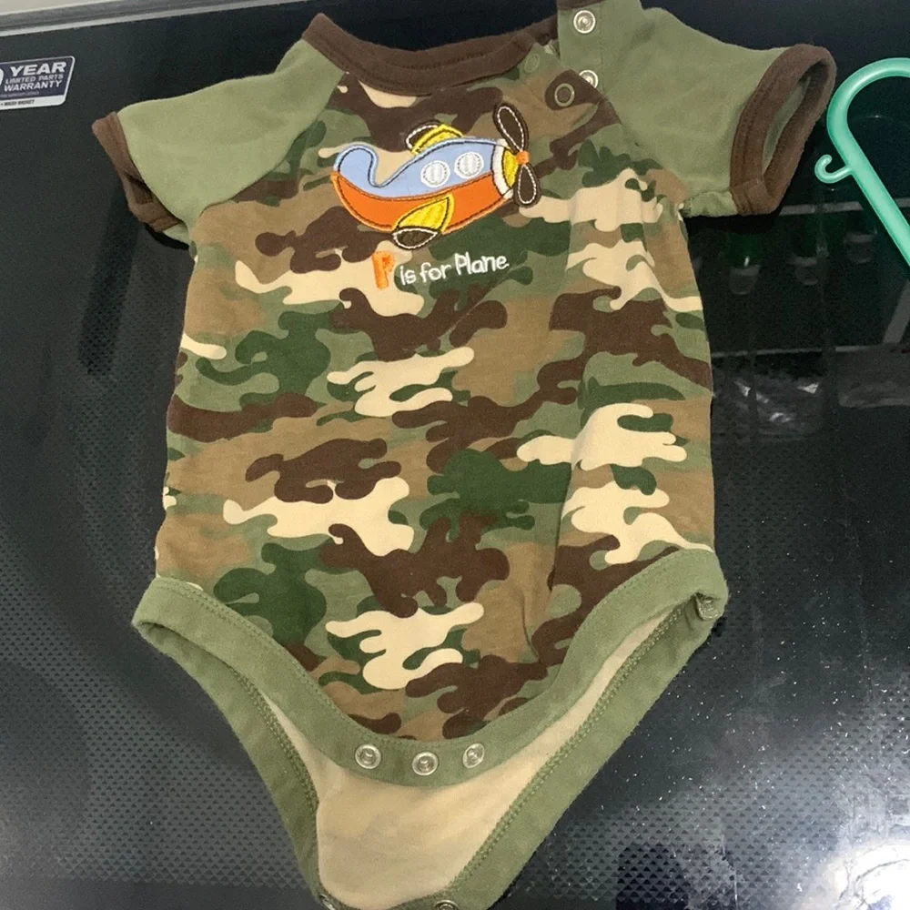 Boys camo plane onesie
